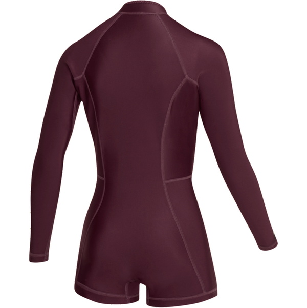 2026 Mystic Womens Lunar 2/2mm Front Zip Long Sleeve Shorty Wetsuit 35000.260070 - Oxblood Red